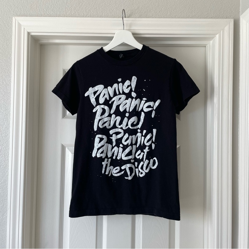 panic! at the disco black graphic crewneck t-shirt